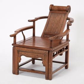 Chinese Hardwood Reclining Chair Late Qing Dynasty