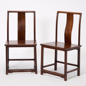 A Pair of Chinese Hardwood Side Chairs, Yitongbei 20th century