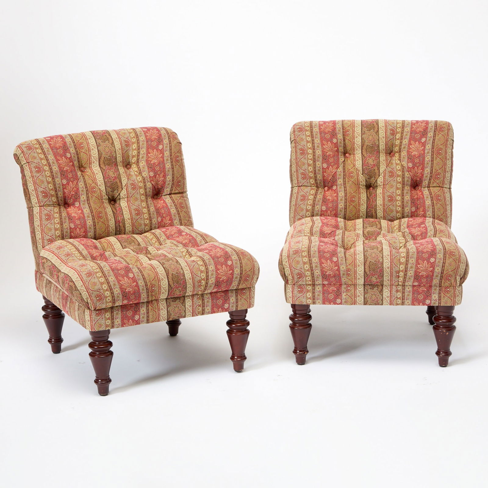 Pair of Upholstered Mahogany Slipper Chairs (1 of 4)