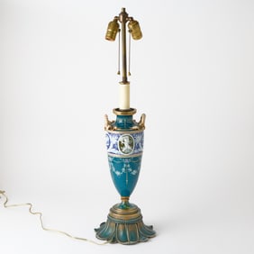 Pate Sur Pate Porcelain Vase Mounted as a Lamp