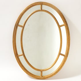 George III Style Oval Giltwood Mirror