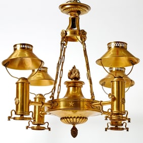 French Victorian Gilt-Bronze Four Light Chandelier