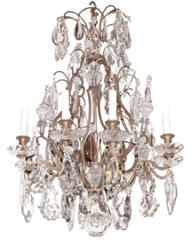 Louis XV Style Iron and Cut Glass Eight-Light Chandelier