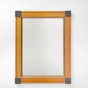 Russian Neoclassical Parcel Ebonized Karelian Birchwood Mirror