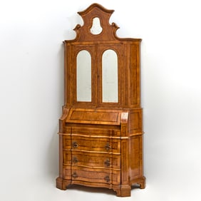 Italian Baroque Style Walnut Secretary Bookcase