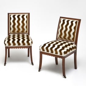 Pair of Regency Style Upholstered Mahogany Side Chairs
