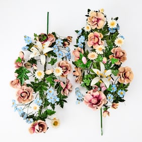 Pair of Tole Flower Wall Ornaments