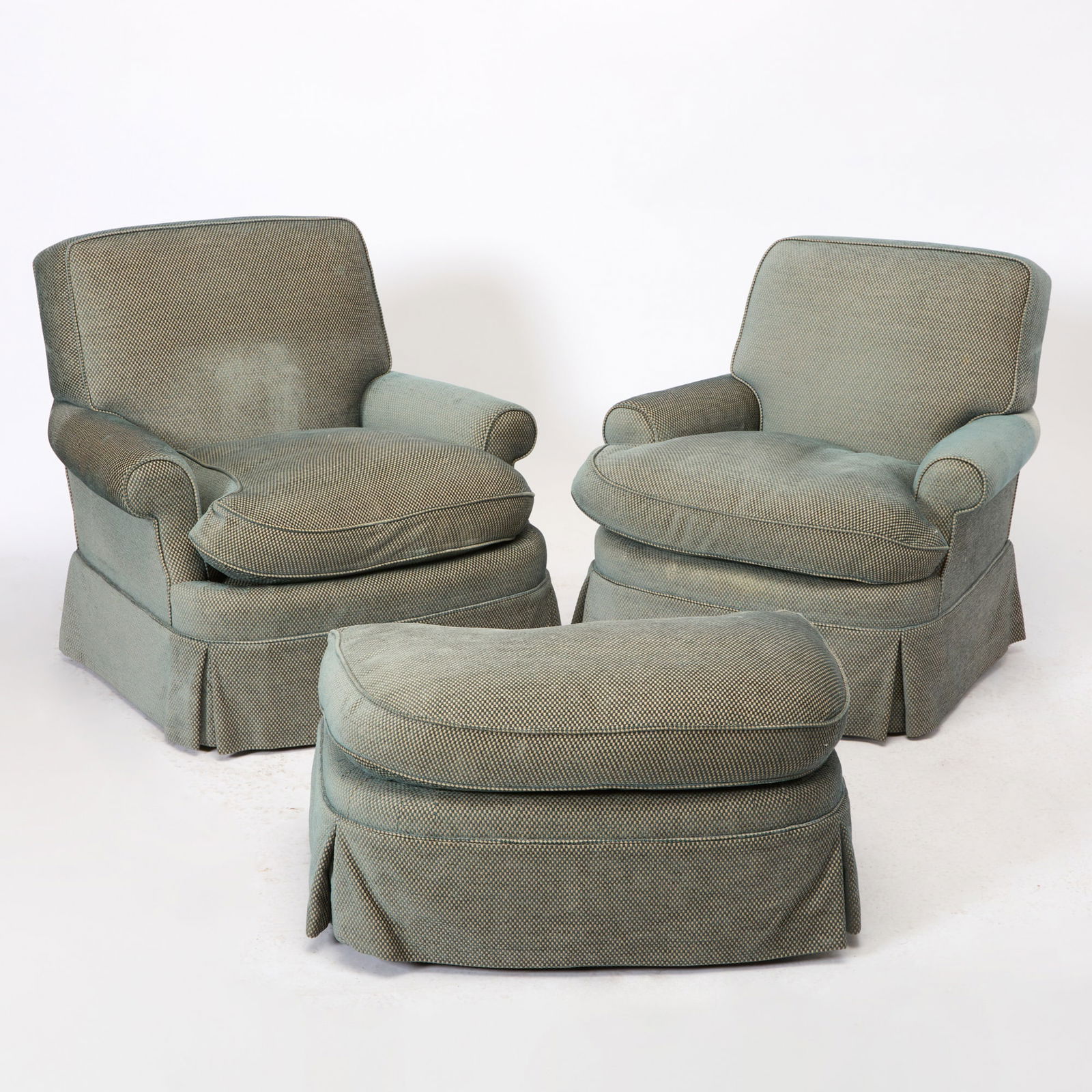 Two Upholstered Club Chairs and an Ottoman en Suite (1 of 8)