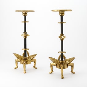 Pair of Michael Aram "Achilles" Metal Candlesticks