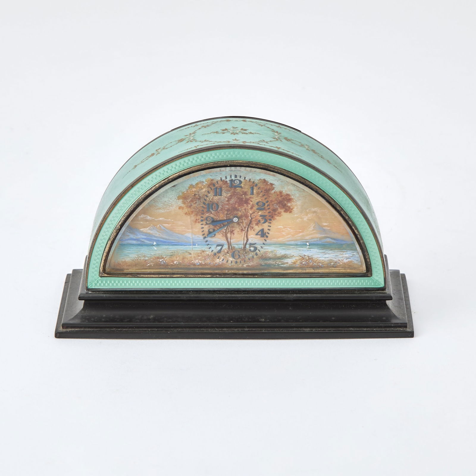 E Gubelin Art Deco Guilloche Enamel and Vermeil Desk Clock (1 of 7)