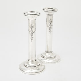 Pair of American Sterling Silver Candlesticks