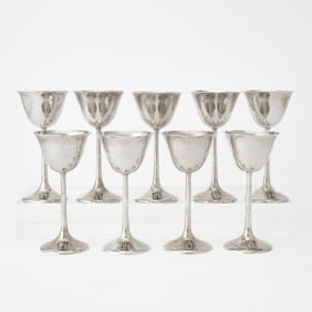Set of Twelve Lebolt Sterling Silver Cordials