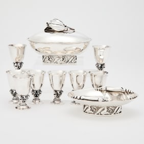 Set of Eight Georg Jensen Sterling Silver Cordials