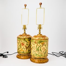 Pair of Painted Wood Table Lamps