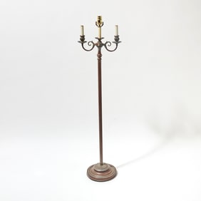 Patinated Metal Three-Light Floor Lamp