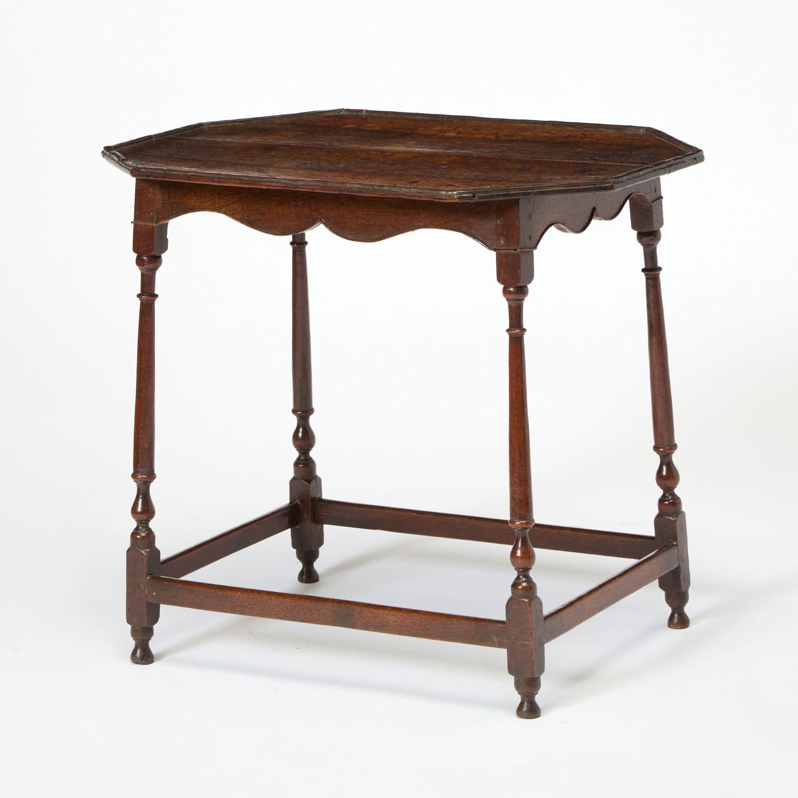 William and Mary Style Oak Octagonal Side Table (1 of 5)
