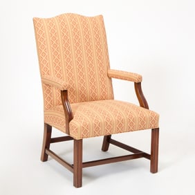 George III Style Upholstered Mahogany Armchair