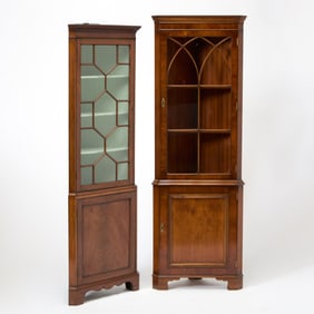 Two George III Style Mahogany Corner Cupboards