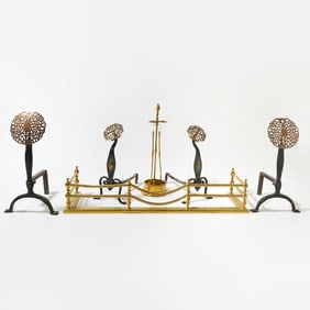Group of Brass Fireplace Equipment