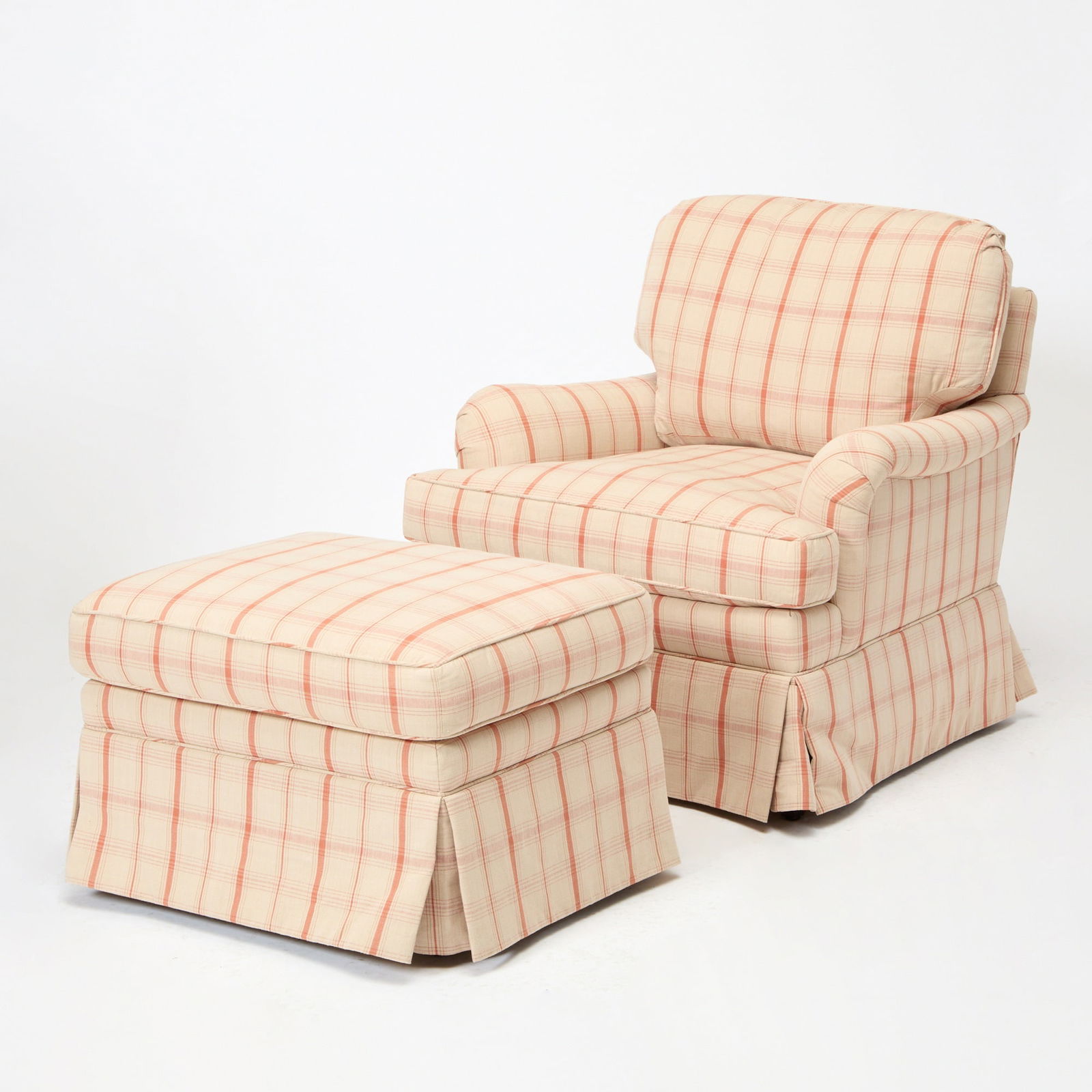 Plaid Upholstered Club Chair and Ottoman (1 of 6)