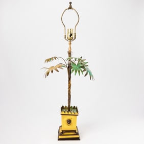 Regency Style Yellow Painted Tole Table Lamp