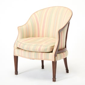 George III Style Upholstered Mahogany Tub Chair