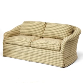 Green Checkered Upholstered Sofa