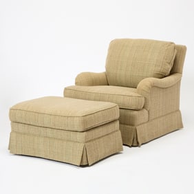Upholstered Club Chair and Ottoman