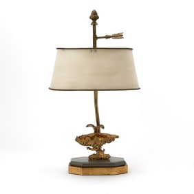 French Tole and Gilt-Bronze Shell Table Lamp