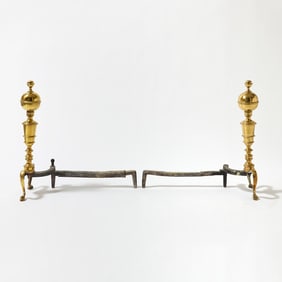 Pair of Federal Style Brass Andirons