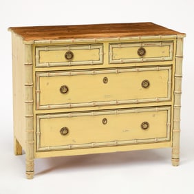 Painted Faux Bamboo Chest of Drawers