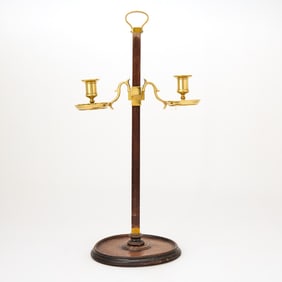 Victorian Brass Mounted Mahogany Two-Light Candlestand