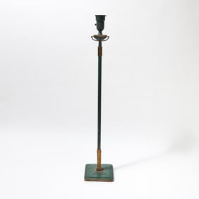 Green and Gilt-Painted Metal Floor Lamp