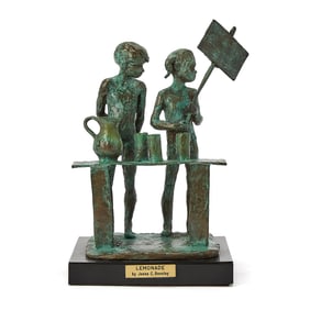 Patinated Bronze Figural Group Entitled "Lemonade"