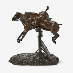 Patinated Bronze Horse Group Entitled "Deux Chevaux Sautant un Obstacle"