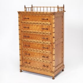 Faux Bamboo Tall Chest of Drawers