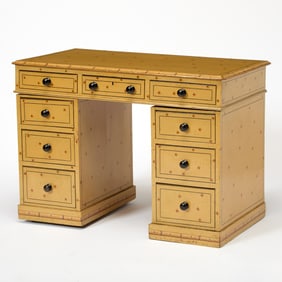 Faux Bamboo Pedestal Desk