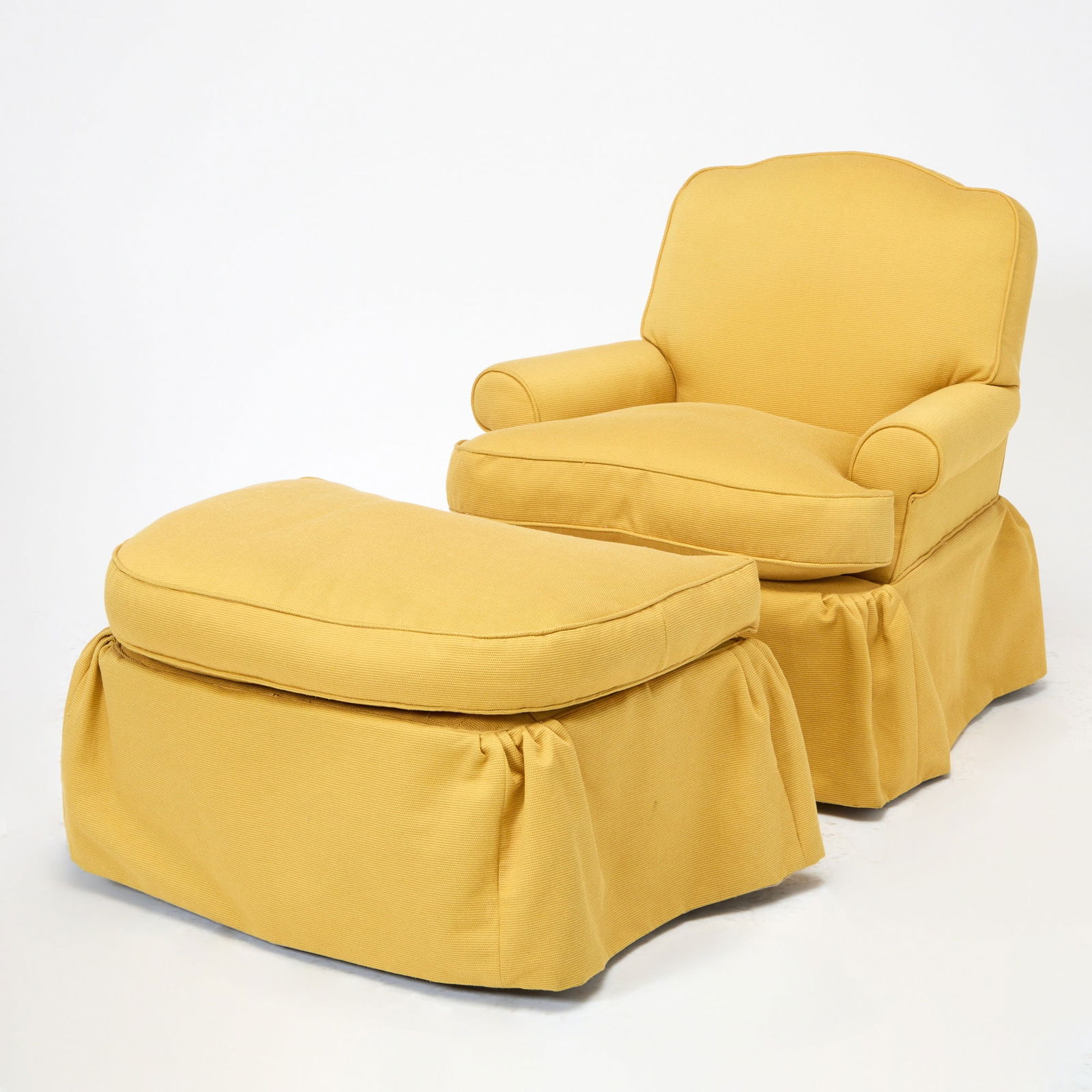Yellow Upholstered Club Chair and Ottoman (1 of 6)