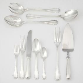 Christofle Silver Plated "Rubans" Pattern Flatware Service
