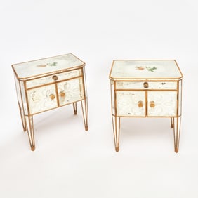 Pair of Louis XVI Style Mirrored End Cabinets