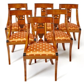 Six Biedermeier Part Ebonized Satinwood Dining Chairs