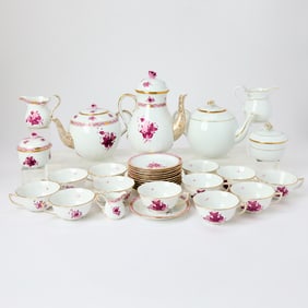 Herend Porcelain "Chinese Bouquet Raspberry" Tea Service