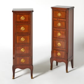 Pair of Louis XVI Style Tall Chest of Drawers