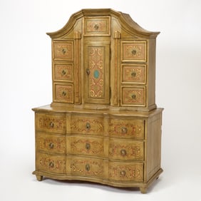 South German or Austrian Baroque Polychrome Painted Cabinet