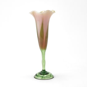 Lundberg Studios Blown Glass Flower-Form Footed Vase