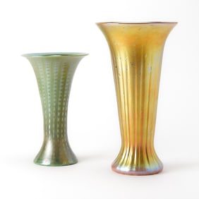 Two Lundberg Studios Blown Glass Vases