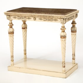 Neoclassical Style Marble Painted Console Table