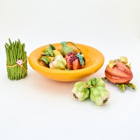 Seven Katherine Houston Porcelain Models of Fruits and Vegetables