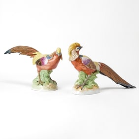 Pair of Carl Thieme Dresden Porcelain Pheasants