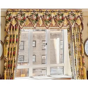 Set of Floral Decorated Curtains